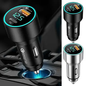  Автомобильное USB-зарядное устройство Двухпортовая быстрая зарядка Адаптер автомобильной розетки Автомобильная зарядка Автомобильная светодиодная лампа Прикуриватель