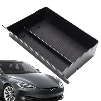  Автомобильный центральный ящик для хранения для Tesla для модели S/X Консольный органайзер Центральная консоль Флокированный контейнер для ключа сотового телефона