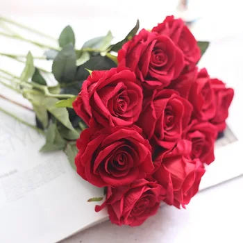 бархатная ткань искусственная роза с одним стеблем, свадебные цветочные принадлежности, украшение дома, бесплатная доставка, 8 см, 10 шт.