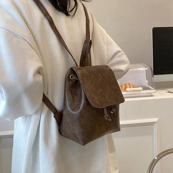 Винтажный женский рюкзак на шнурке мини PU кожа леди плечо сумки для девочек рюкзаки путешествия рюкзак для путешествий рюкзак