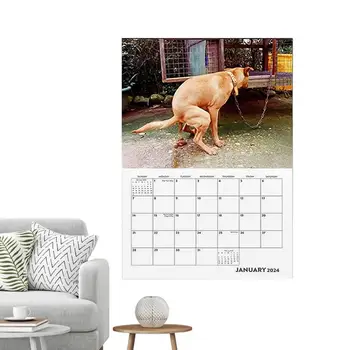 Забавная собака Настенный календарь Щенки Ежемесячный милый настенный календарь Красочный настенный календарь на 12 месяцев Забавный собачий календарь для заметок
