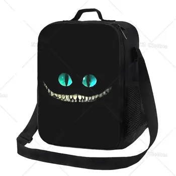 Злая улыбка Кошка Изолированная сумка для ланча для кемпинга Путешествия Аниме Манга Водонепроницаемый Термокулер Бенто Ланч Бокс для мужчин Женщин Детей