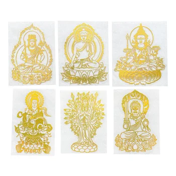 Золото Буддизм Китайский зодиак металлический медь Будда шаблон передачи стикеры мобильный телефон украшение амулет счастливые наклейки