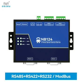 изолированный 2-канальный последовательный сервер RS232/422/485 RJ45 Шлюз Modbus COJXU NB124E POE Приемная мощность TCP/UDP/MQTT DC 8-28V