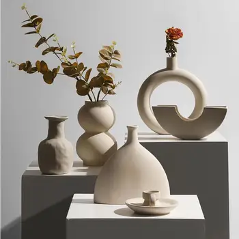 креативная керамическая ваза искусственные цветочные украшения искусство дом гостиная настольные статуэтки ремесла кофейный клуб мебель украшение