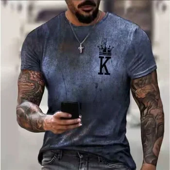 Мужская футболка с 3D-принтом K-letter, модная уличная одежда, футболка с короткими рукавами с круглым вырезом, большая футболка в стиле хип-хоп, Хараджук