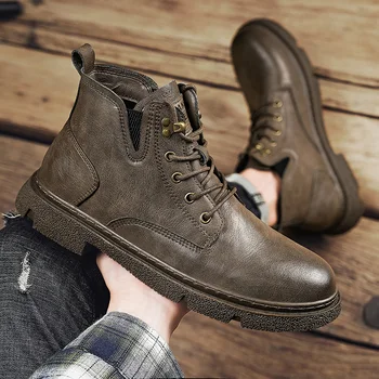 Мужские кожаные водонепроницаемые ботильоны на шнуровке чукка оксфордские классические сапоги повседневная деловая повседневная обувь для мужчин