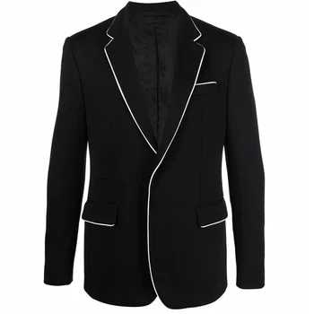 Мужские костюмы Slim Fit 2 шт. Черный Белый Пэчворк Новейший дизайн Повседневная Повседневная Мужская Одежда Наряды Блейзер С Брюками Модный Набор