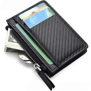  Мужские тонкие минималистичные кошельки с передним карманом Держатель кредитной карты на молнии Портативные кожаные кошельки