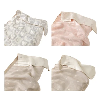 Мультяшное одеяло для ребенка Двустороннее хлопковое пеленальное одеяло Новорожденный Мягкое одеяло для приема Отличный подарок для душа 45BF