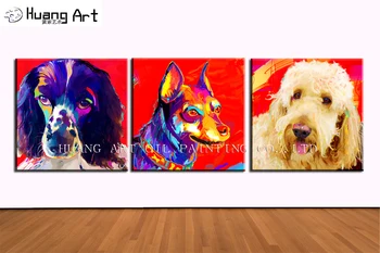 Новая ручная роспись свирепой собаки маслом на холсте современная красная картина для собаки для гостиной домашний декор животное изображение
