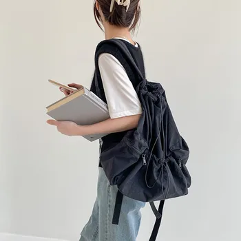 Новые летние рюкзаки на шнурке Мягкая нейлоновая сумка через плечо большой емкости Повседневная мода Женский рюкзак для путешествий