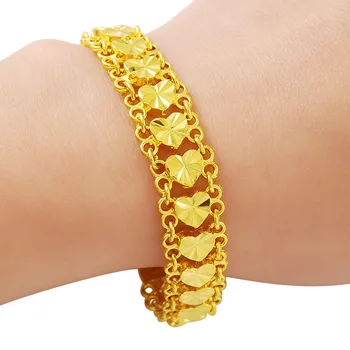 Новый браслет из 24-каратного золота 4 мм Автомобильный цветок Позолоченный модный браслет для женщины ювелирные изделия в подарок