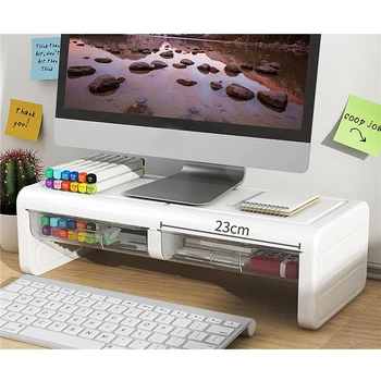  Офисный настольный компьютерный монитор Увеличение стойки Подставка для ноутбука с прозрачным ящиком Канцелярские принадлежности Хранение офисных принадлежностей