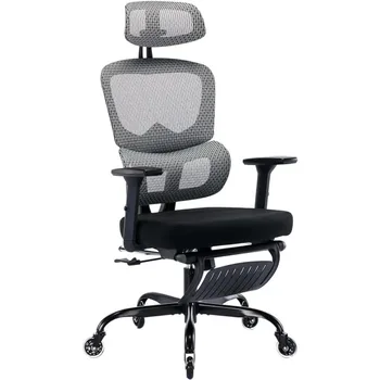 офисный стул с подставкой для ног, настольный стул на резиновых колесах с поясничной поддержкой, регулируемым подголовником и 3D-подлокотником