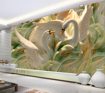 пользовательские обои 3d новые китайские тисненые фрески лебедя гостиная спальня фон декоративная живопись обои домашний декор