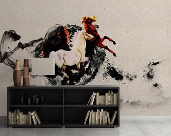 Пользовательские обои фотографии Китайский абстрактный чернильный конь Большой телевизор Фон Домашний декор Фоновые стены Фрески 3d обои