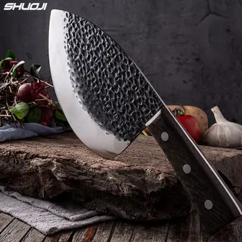 Популярный нож для разделки мяса Нож для обвалки Нож мясника ручной ковки Нож шеф-повара из высокоуглеродистой стали Full Tang для кухни на открытом воздухе