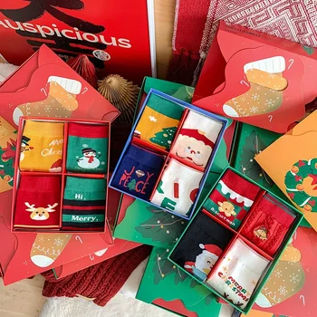 Праздничный мультяшный тренд в трубке Рождественские носки Женская новая подарочная коробка для отправки подарков любителям трансграничной внешней торговли