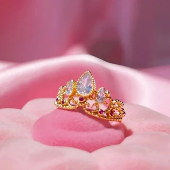  Рапунцель Коронные кольца Принцесса Кольцо для женщины Мода Свадьба Гик Ювелирные Изделия Аксессуары Позолоченные Регулируемые Кольца Подарок Для Нее