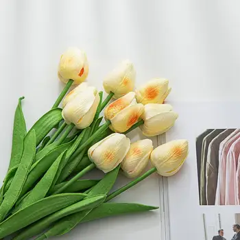 Реалистичные искусственные цветы тюльпана Реалистичные многоцветные бархатные текстуры искусственные цветы тюльпана для украшения дома офисный стол