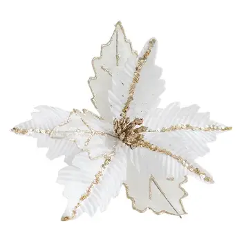 Рождественские искусственные цветы 9.84'Прочный и портативный пуансеттия Искусственный цветок Искусственный блеск Пуансеттии на Рождество