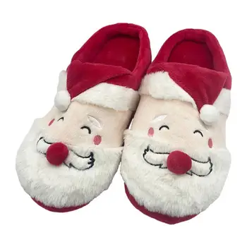 Рождественские тапочки Санта-Клауса Новые теплые тапочки с толстой подошвой Зимние Унисекс Нескользящие Бесшумные Тапочки Ступени Обувь Любовников