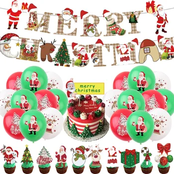 Рождественский праздничный баннер висячий флаг украшения принадлежности Санта-Клаус яйцо шар воздушный шар набор флажков Партийные принадлежности Декор