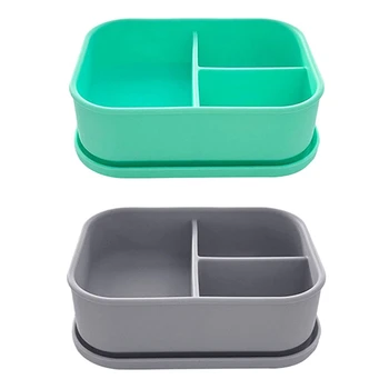  Силиконовая коробка для ланча Пищевая свежая микроволновая печь с подогревом 3 отделения Обед Bento Box Office Студенческая кухонная посуда