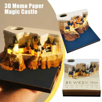 Стикер Офис Блокнот 3D Бумага для заметок Настройка Волшебный замок Окружающий календарь Креативный подарок Подарок Рука Рваная бумага Резьба