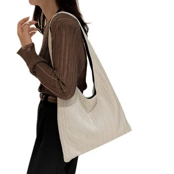 Стильные и практичные женские плиссированные сумки через плечо из полиуретана, дизайнерские сумки-ведра для повседневного использования 517D