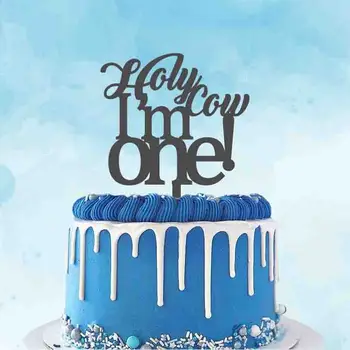 Топпер для торта на 1-й день рождения Священная корова! Я один для детей 1-й день рождения Торт Украшение Топпер