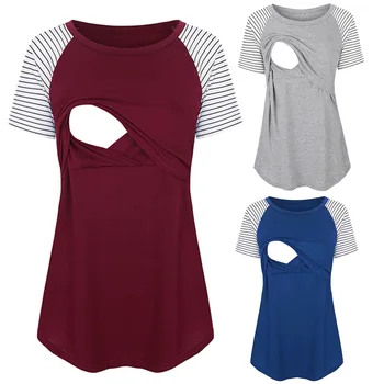Топы для беременных Женские футболки с коротким рукавом для беременных Повседневные футболки для беременных Элегантные женские складки Топ Женская одежда #A