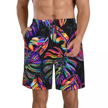 Тропические камуфляжные листья 3D-печать летние мужские шорты пляжные гавайский стиль отдыха на шнурке домашние шорты