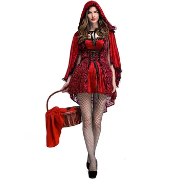Хэллоуин Женщины Красная Шапочка Костюм Девичник Карнавал Косплей Маскарадный костюм