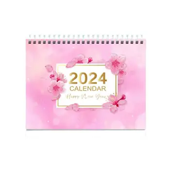 Цветочный настольный календарь на 2024 год Цветочная спираль на 2024 год Настольный календарь на 12 месяцев для домашнего обучения Декоративный
