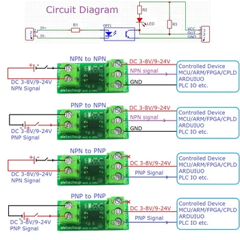 Цифровой логический уровень постоянного тока 3,3 В / 5 В / 12 В / 24 В Модуль преобразования PNP / NPN в NPN PNP MCU PLC Коммутатор ввода-вывода Плата защиты от изоляции сигналов